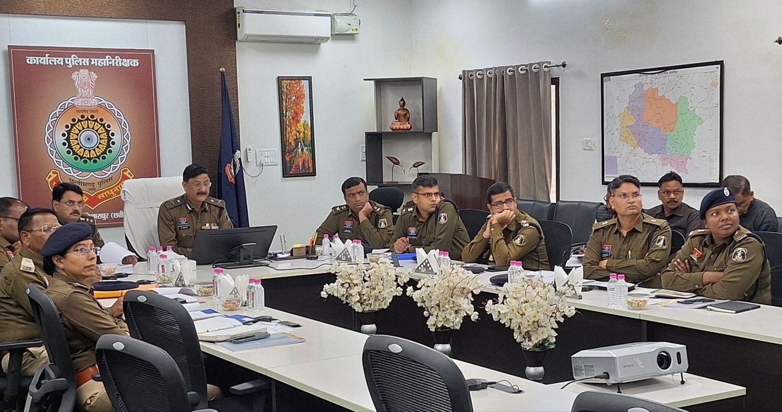 Crime review meeting chaired by IG Bilaspur with Range SPs.