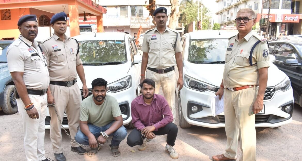 दुर्ग पुलिस द्वारा जब्त किए गए वाहन और गिरफ्तार आरोपी