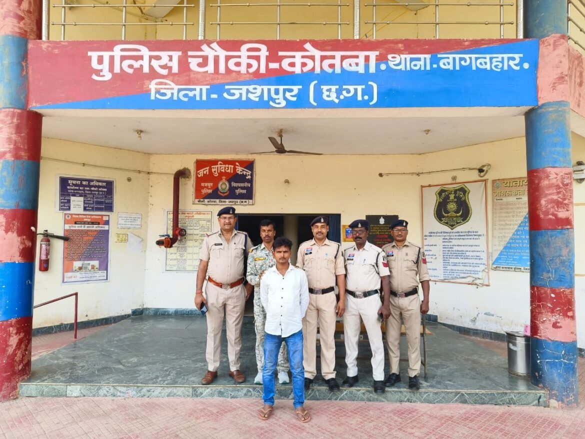 जशपुर पुलिस द्वारा जब्त की गई नशीली कफ सिरप की बोतलें और गिरफ्तार आरोपी