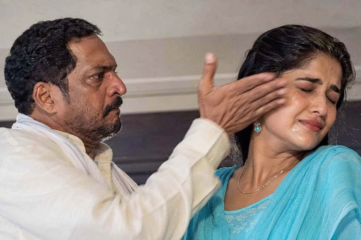 नाना पाटेकर और मधु शाह फिल्म यशवंत की शूटिंग के दौरान