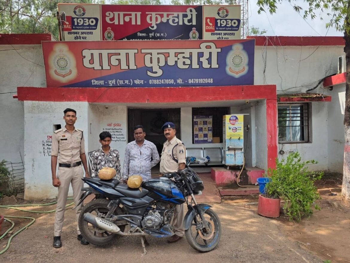 Durg: कुम्हारी में 4 किलो गांजा के साथ दो युवक गिरफ्तार, ग्राहक की तलाश में थे
